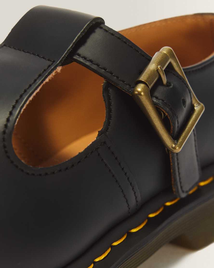 Polley Smooth Leather Mary Janes — Black