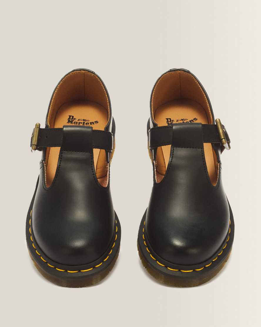 Polley Smooth Leather Mary Janes — Black