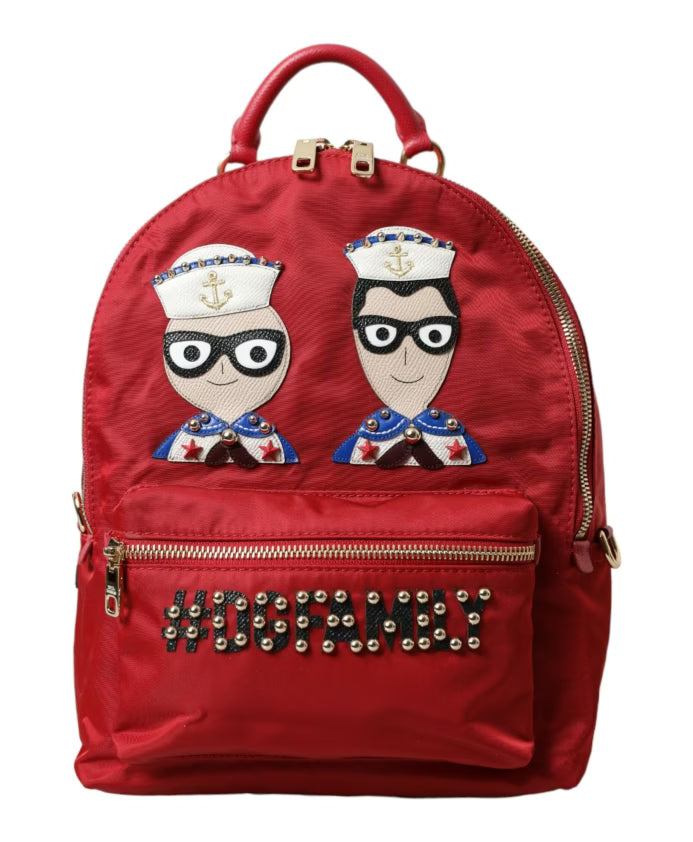 Red Backpack with Gold Detailing