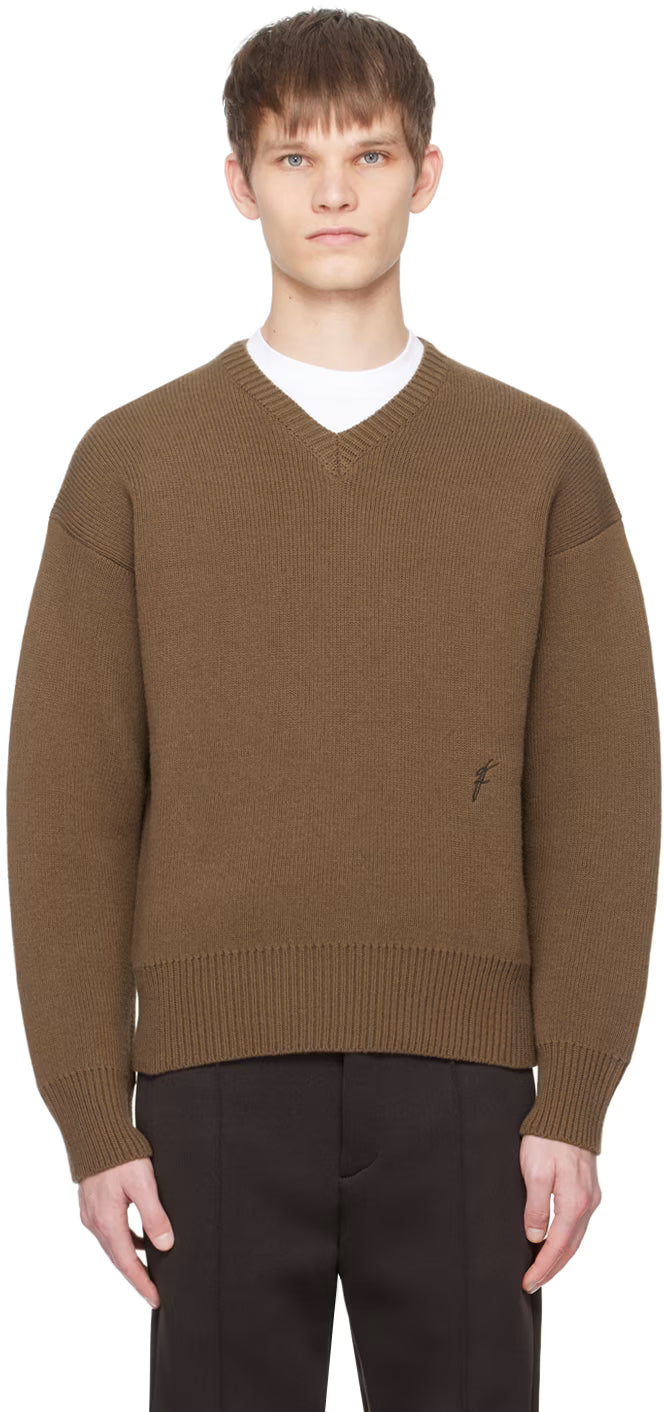 Ferragamo Brown V-Neck Sweater