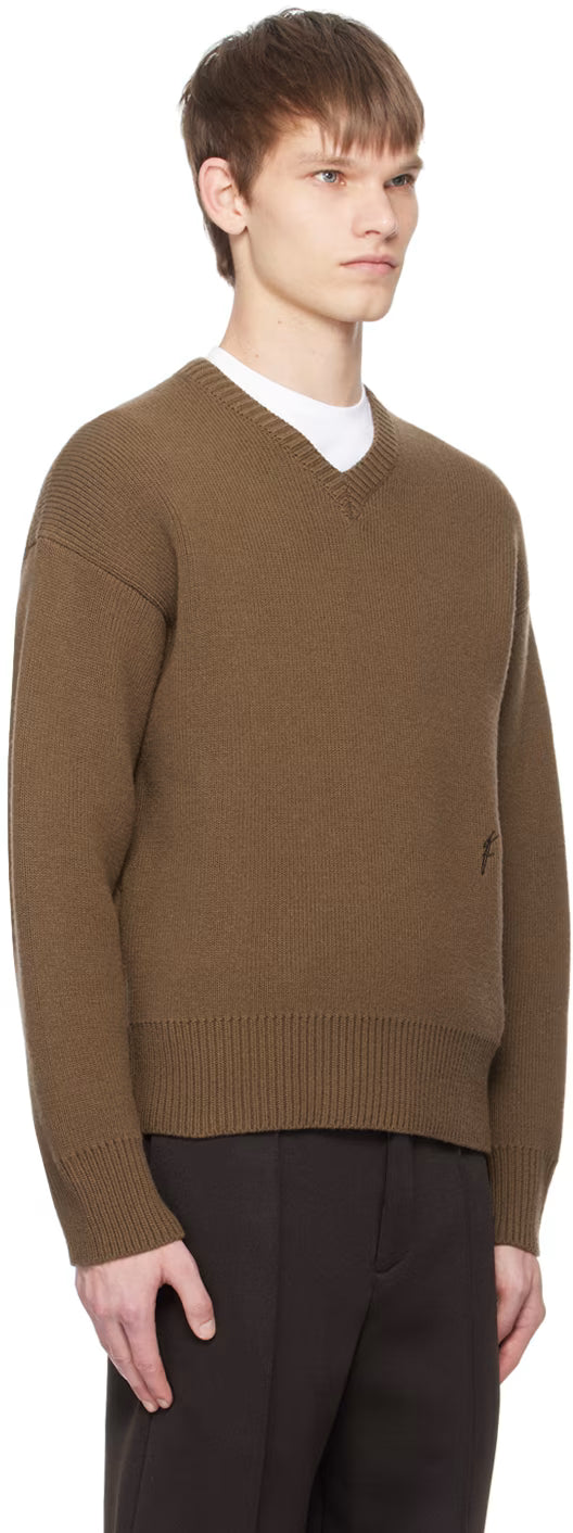 Ferragamo Brown V-Neck Sweater