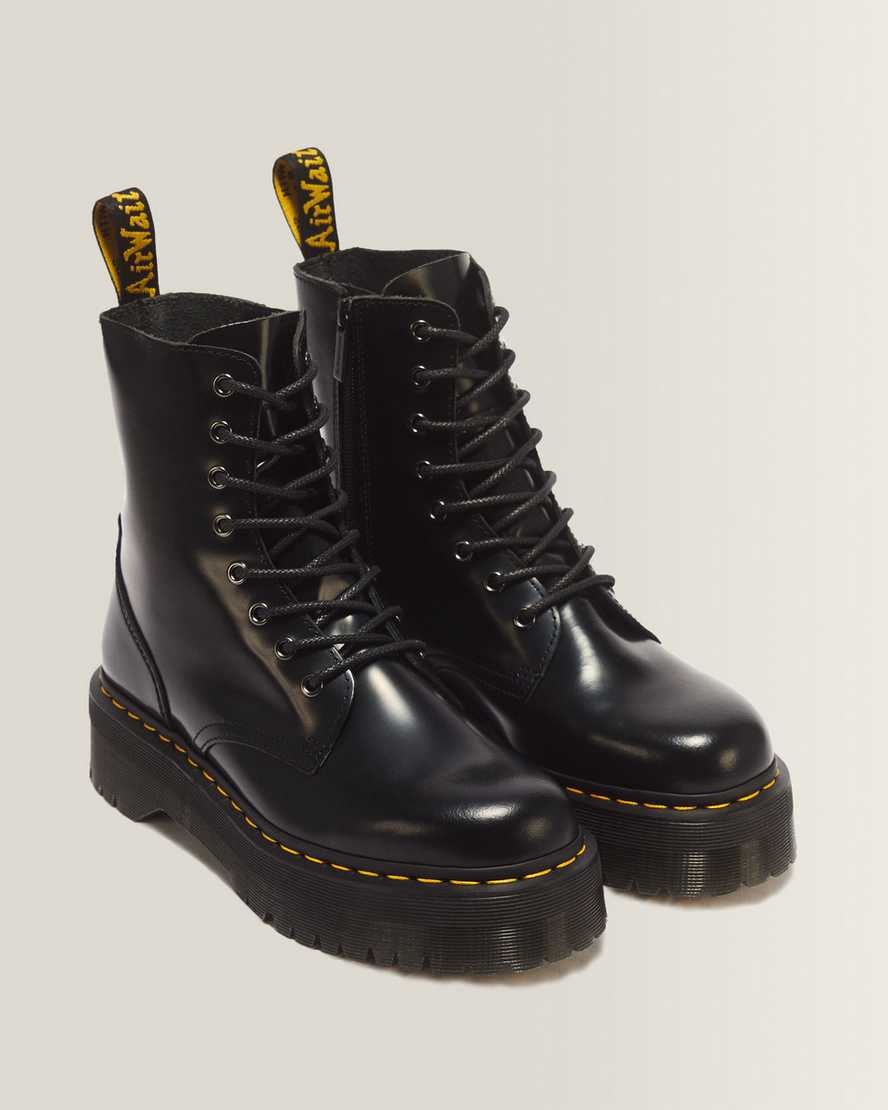 Jadon Boot Smooth Leather Platforms — Black