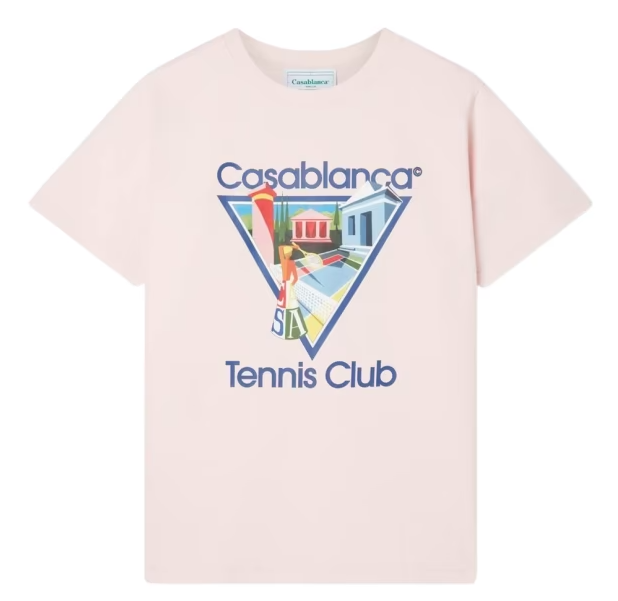 Casablanca Pink Tennis Club Print T-Shirt