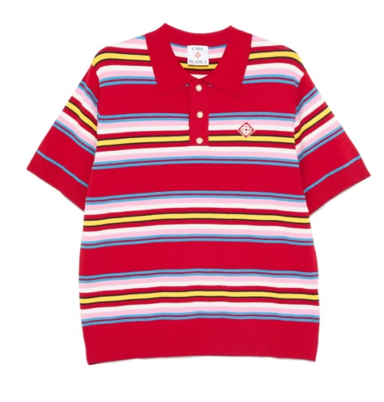Casablanca Red Striped Polo Shirt for Men