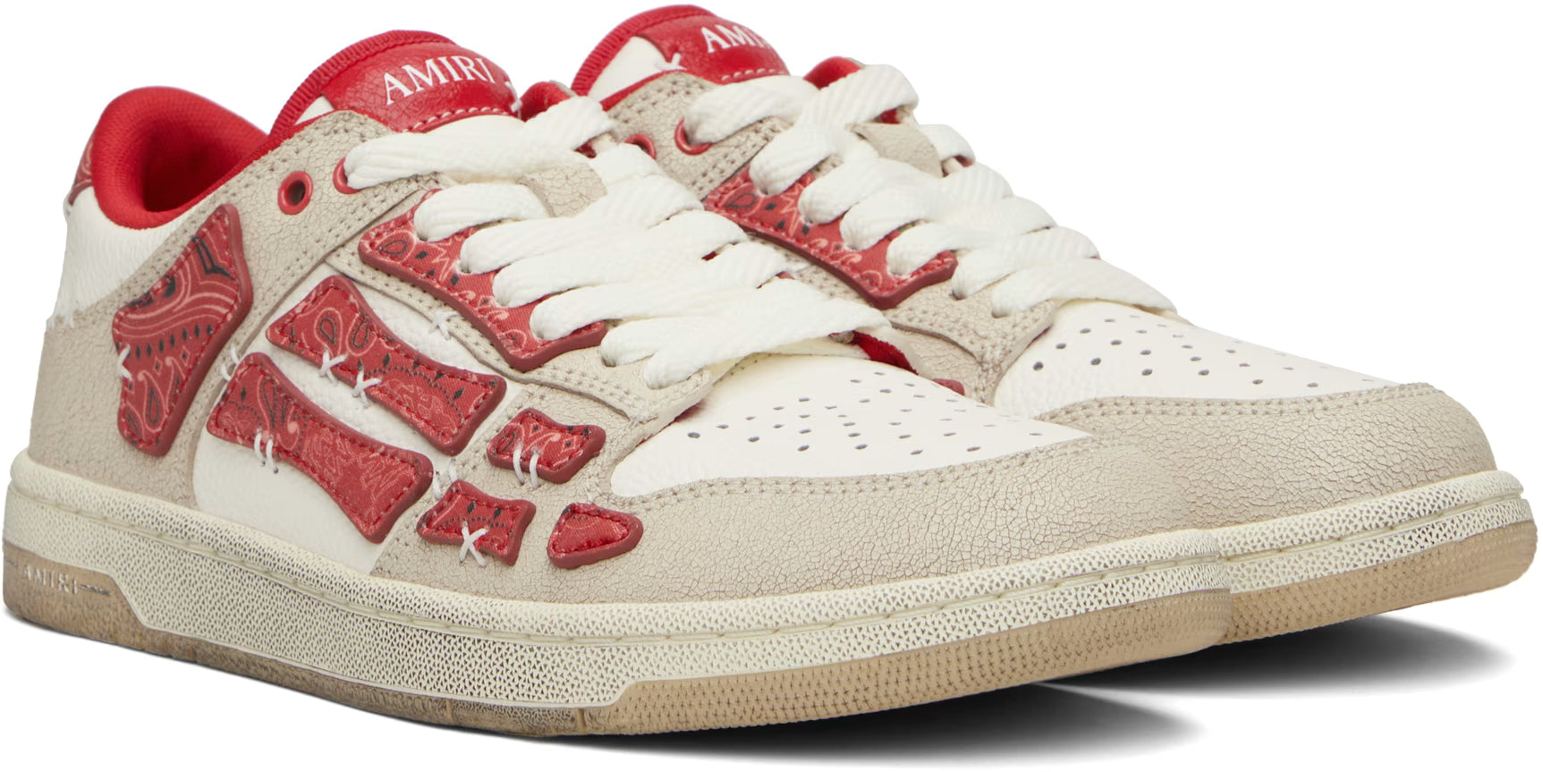 Red & White Bandana Skel Top Low Sneakers