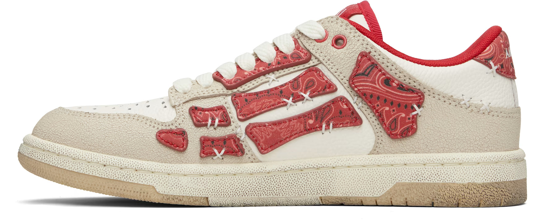 Red & White Bandana Skel Top Low Sneakers