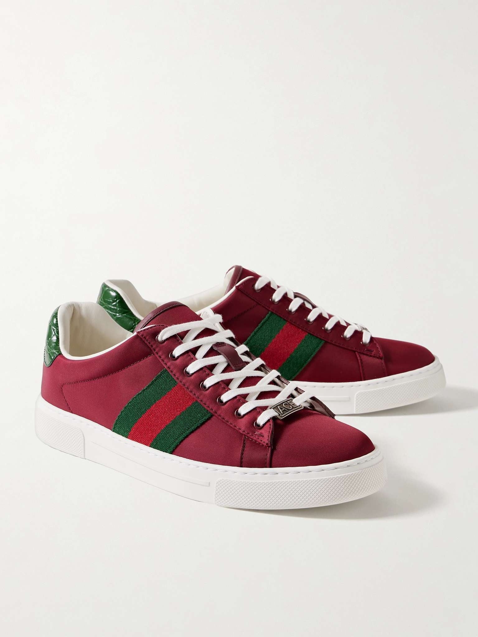 Ace Croc-Effect Leather and Webbing-Trimmed Twill Sneakers