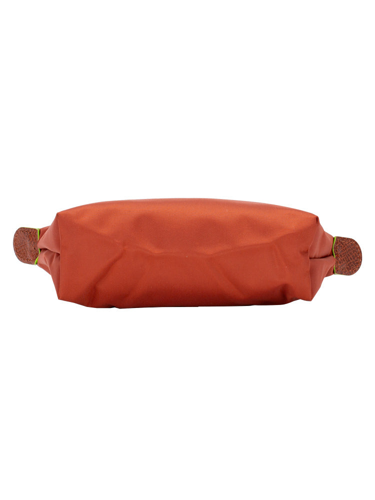 Longchamp Le Pliage Orange Pouch With Handle Chestnut