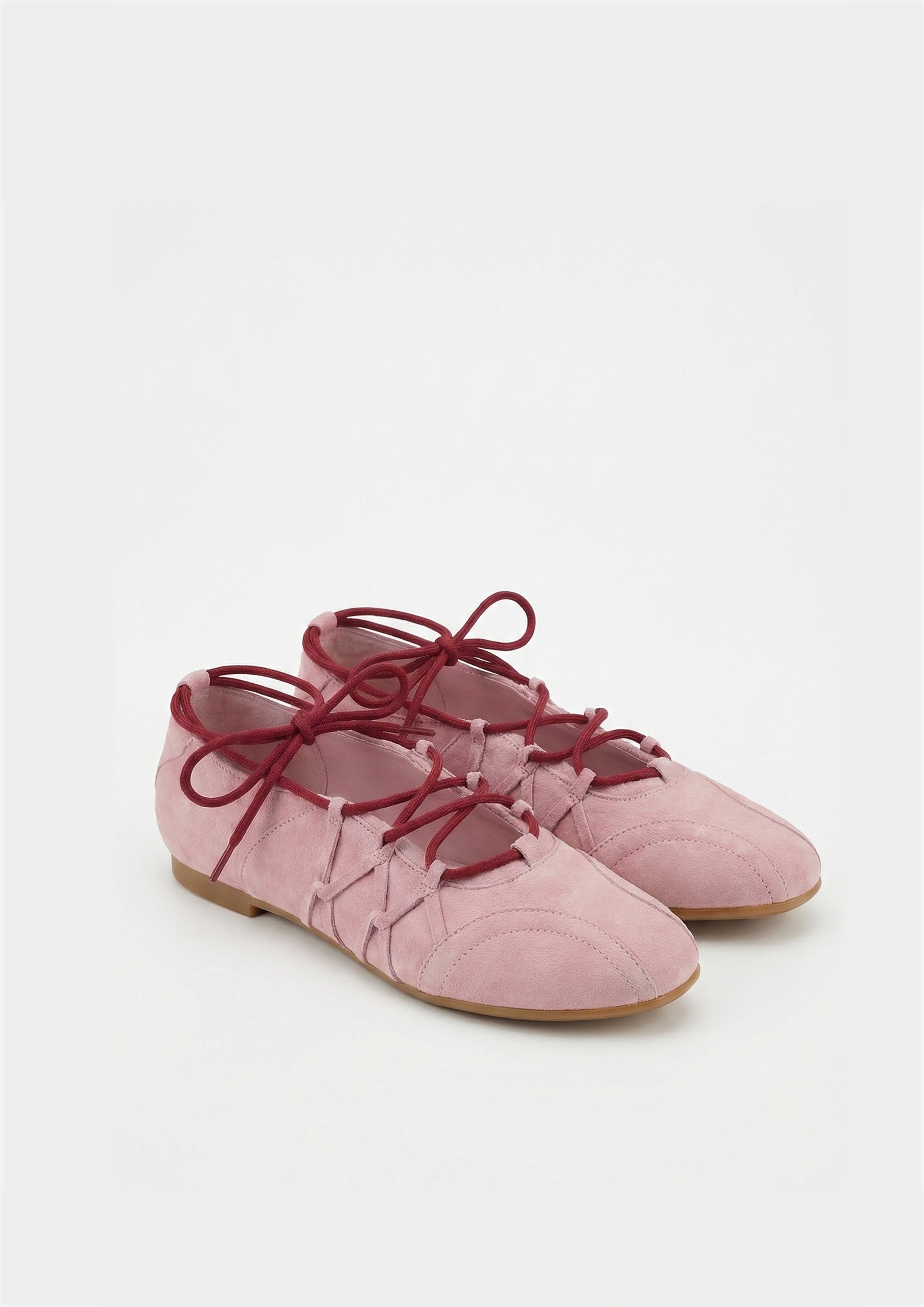 Iria Lace-Up Ballet Flats - Light Brown
