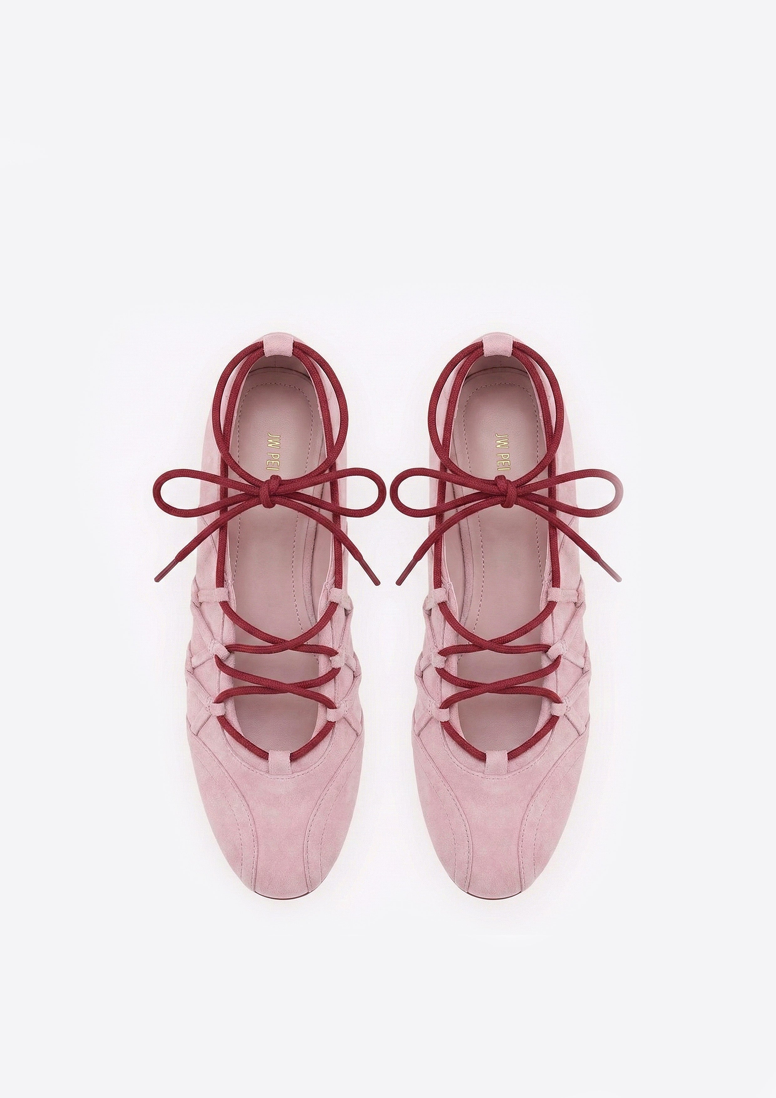 Iria Lace-Up Ballet Flats - Light Brown