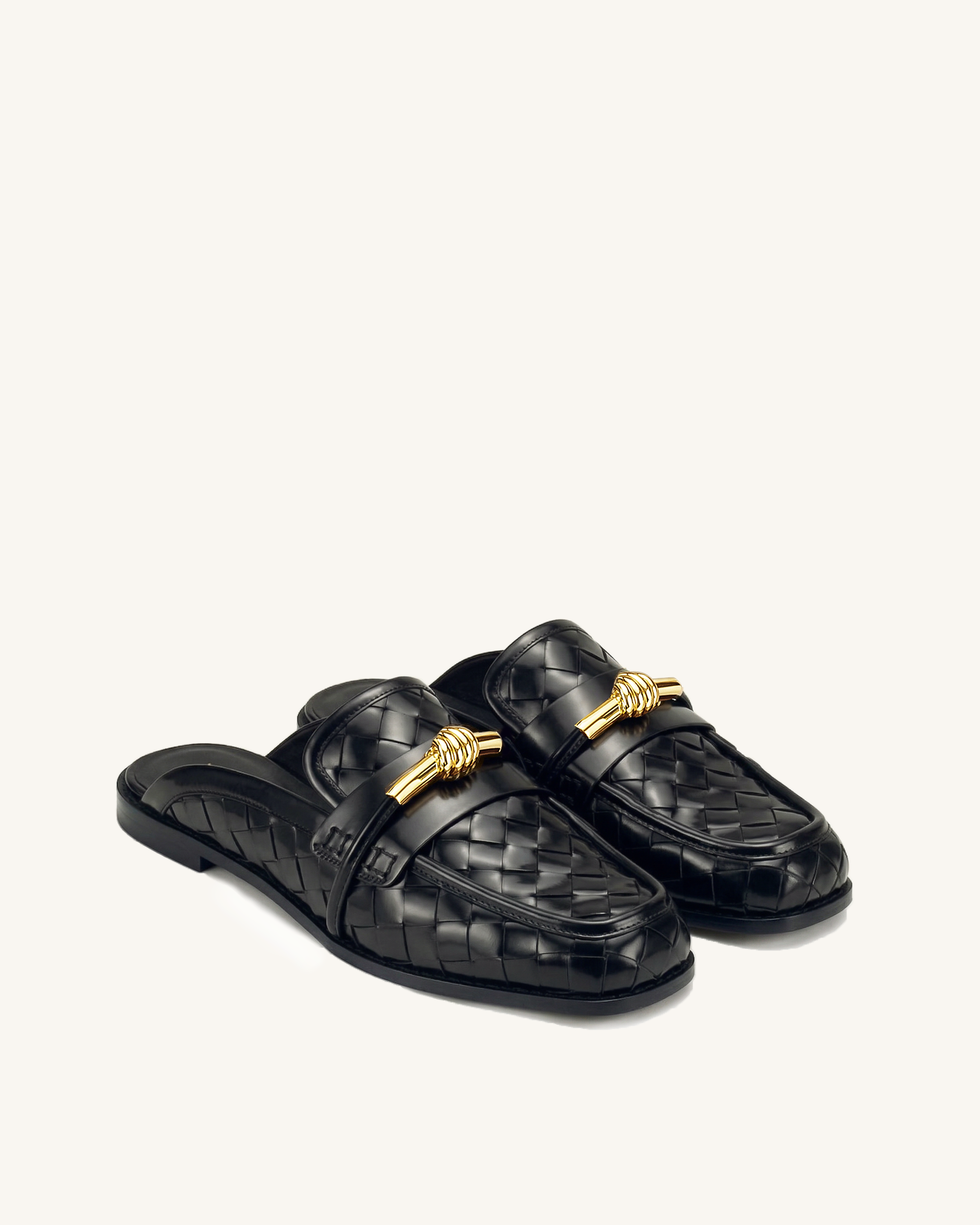 Elowen Woven Horsebit Mule Loafers - Khaki