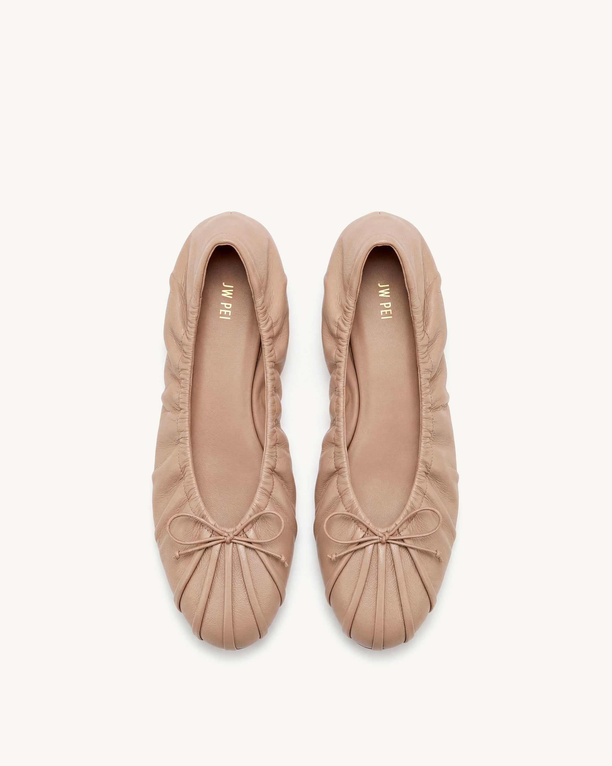 Solenne Ruched Drawstring Ballet Flats - Black