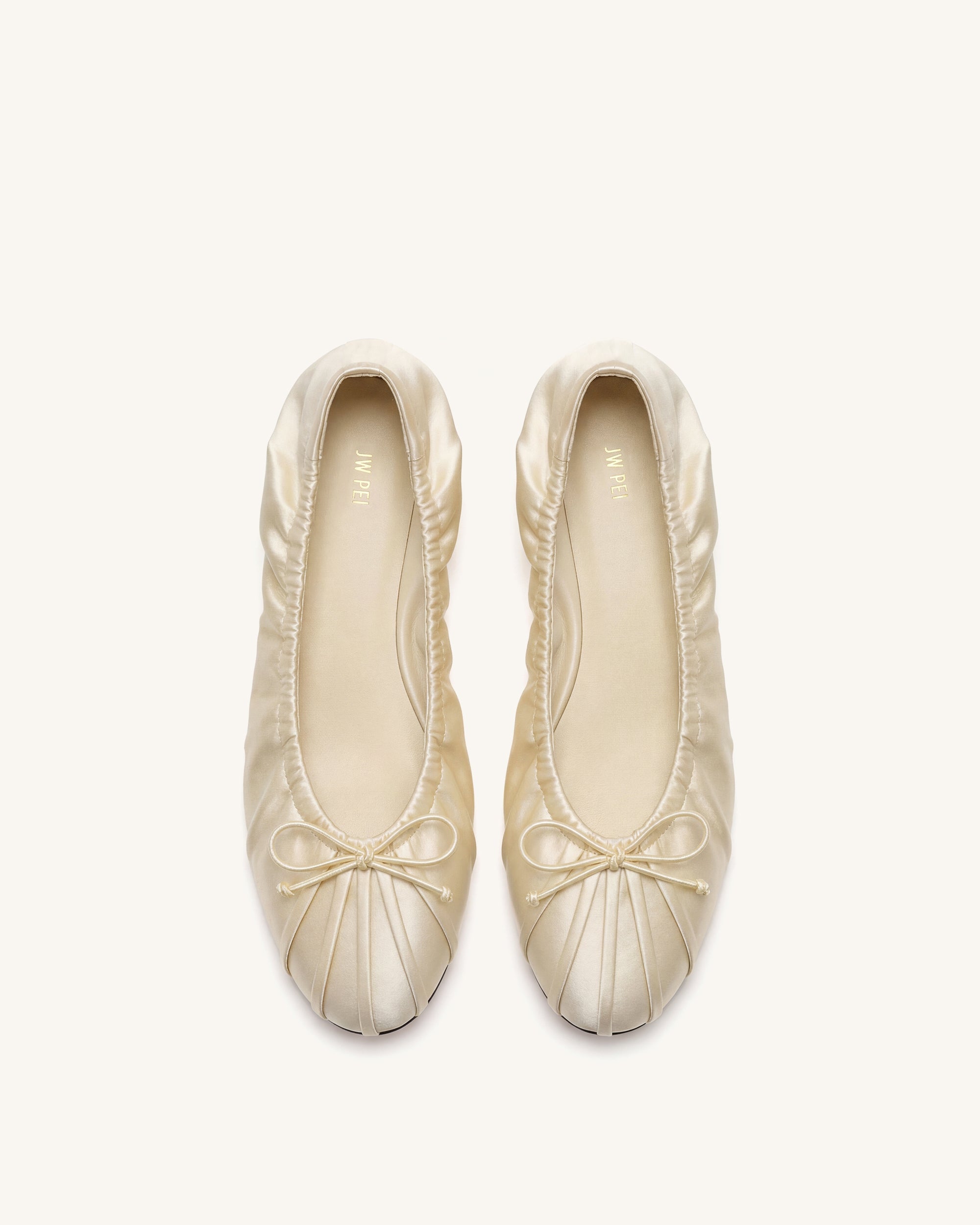 Solenne Ruched Drawstring Satin Ballet Flats - Blue