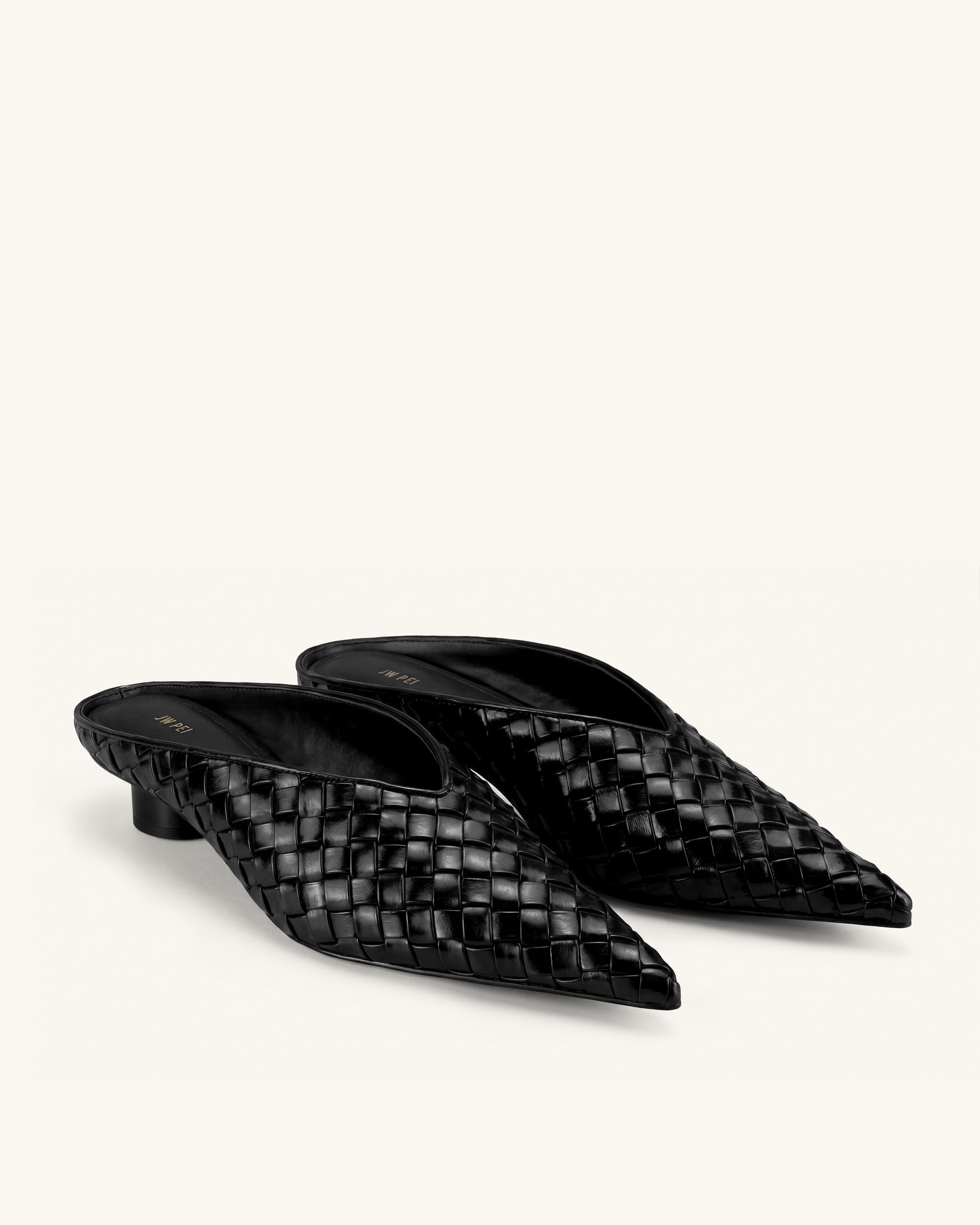 Helena Woven Textured Pointed Toe Mules - Burgundy