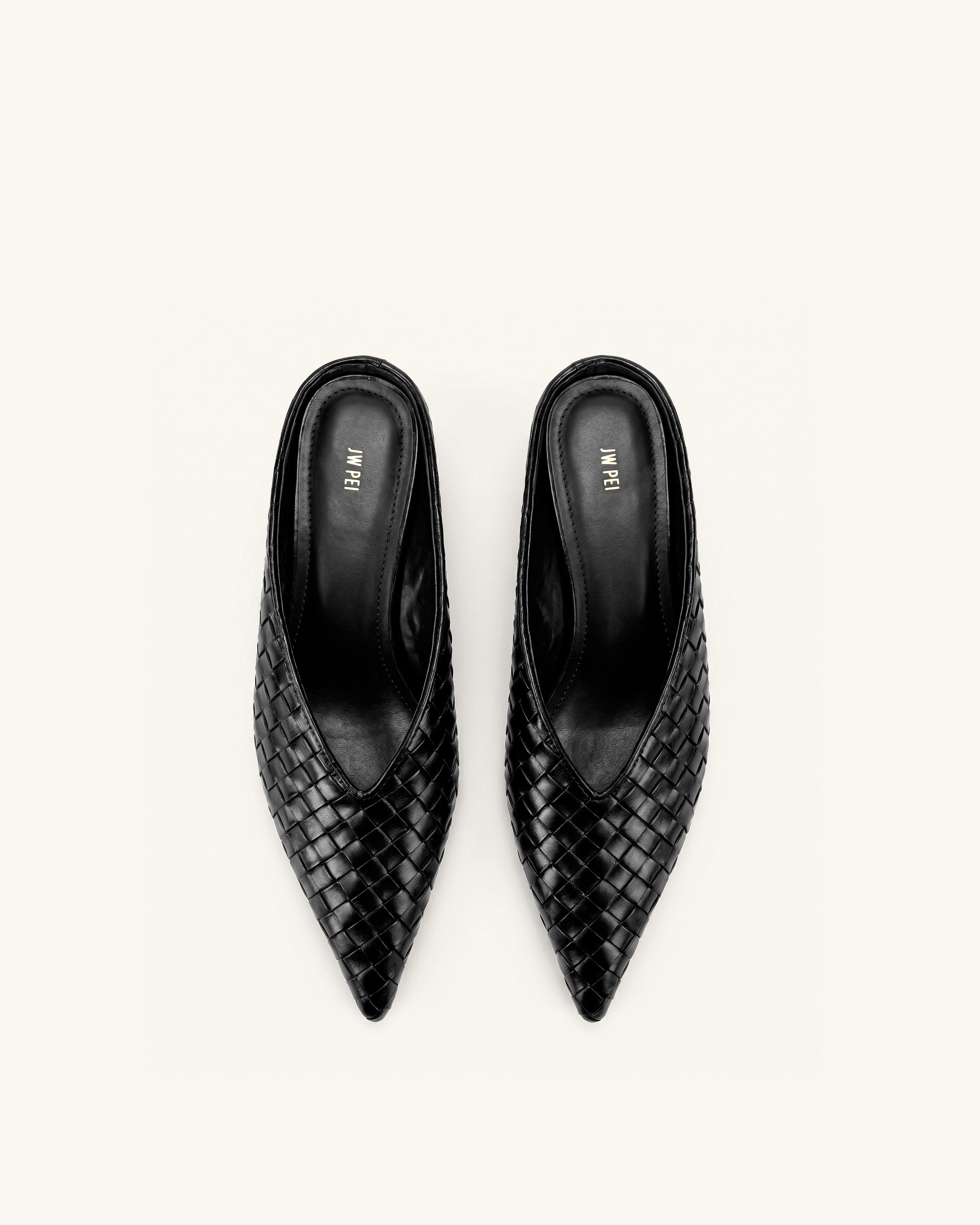 Helena Woven Textured Pointed Toe Mules - Burgundy