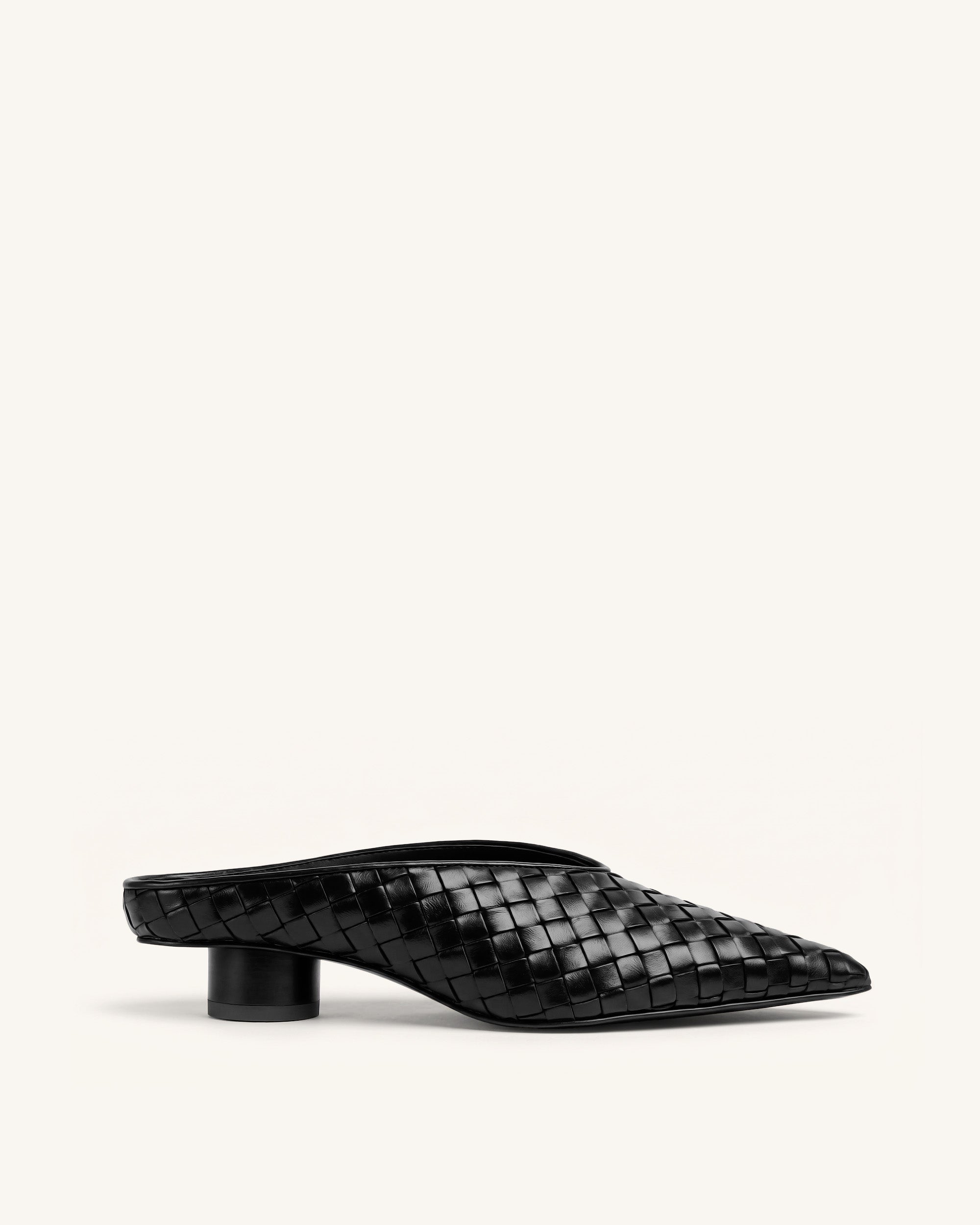 Helena Woven Textured Pointed Toe Mules - Burgundy