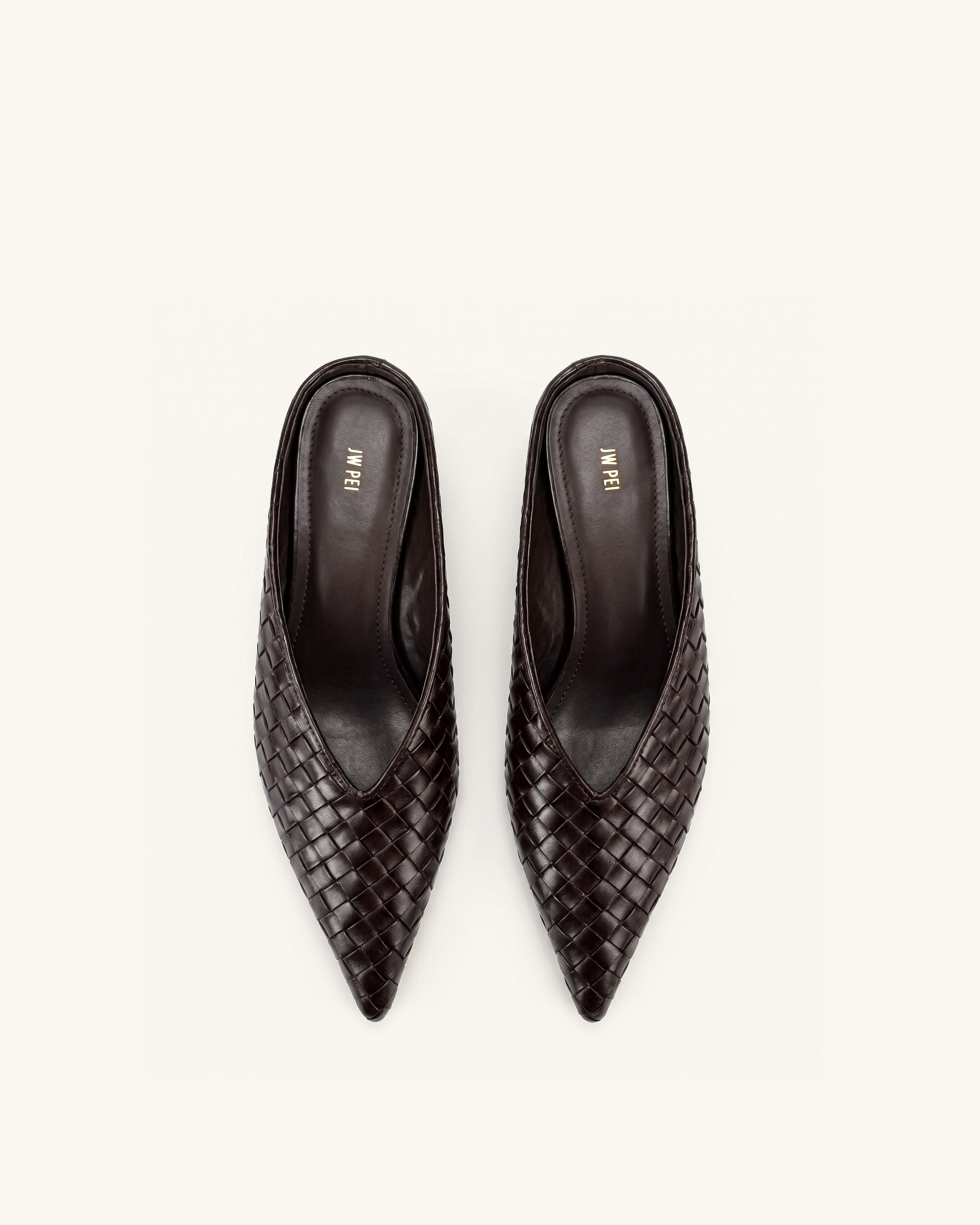 Helena Woven Textured Pointed Toe Mules - Black