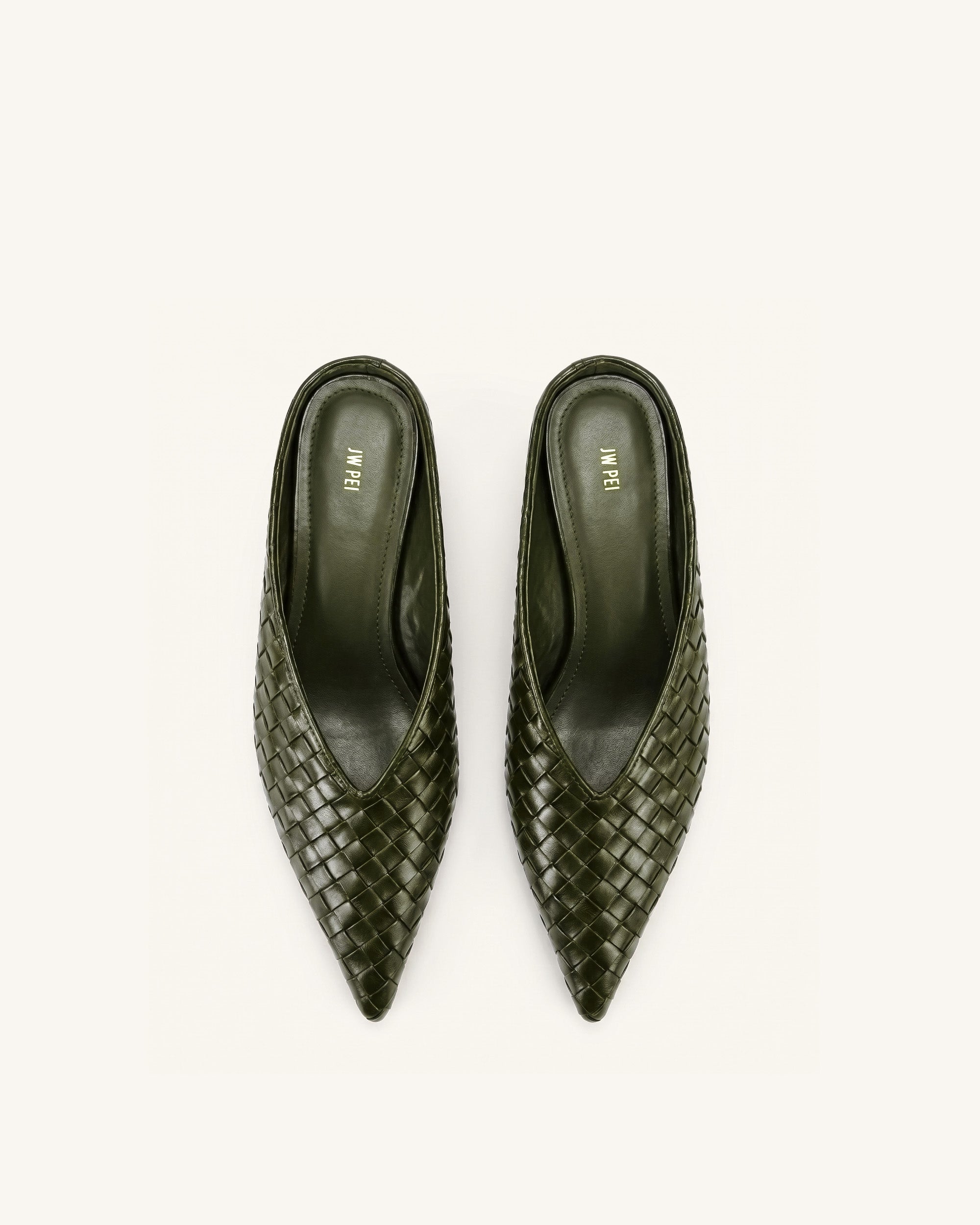 Helena Woven Textured Pointed Toe Mules - Black