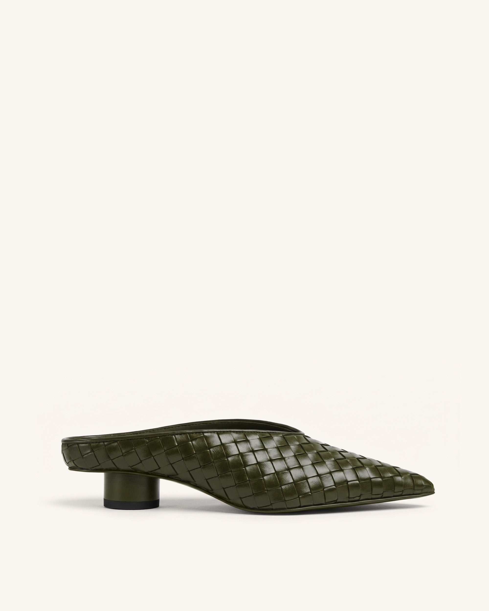 Helena Woven Textured Pointed Toe Mules - Burgundy