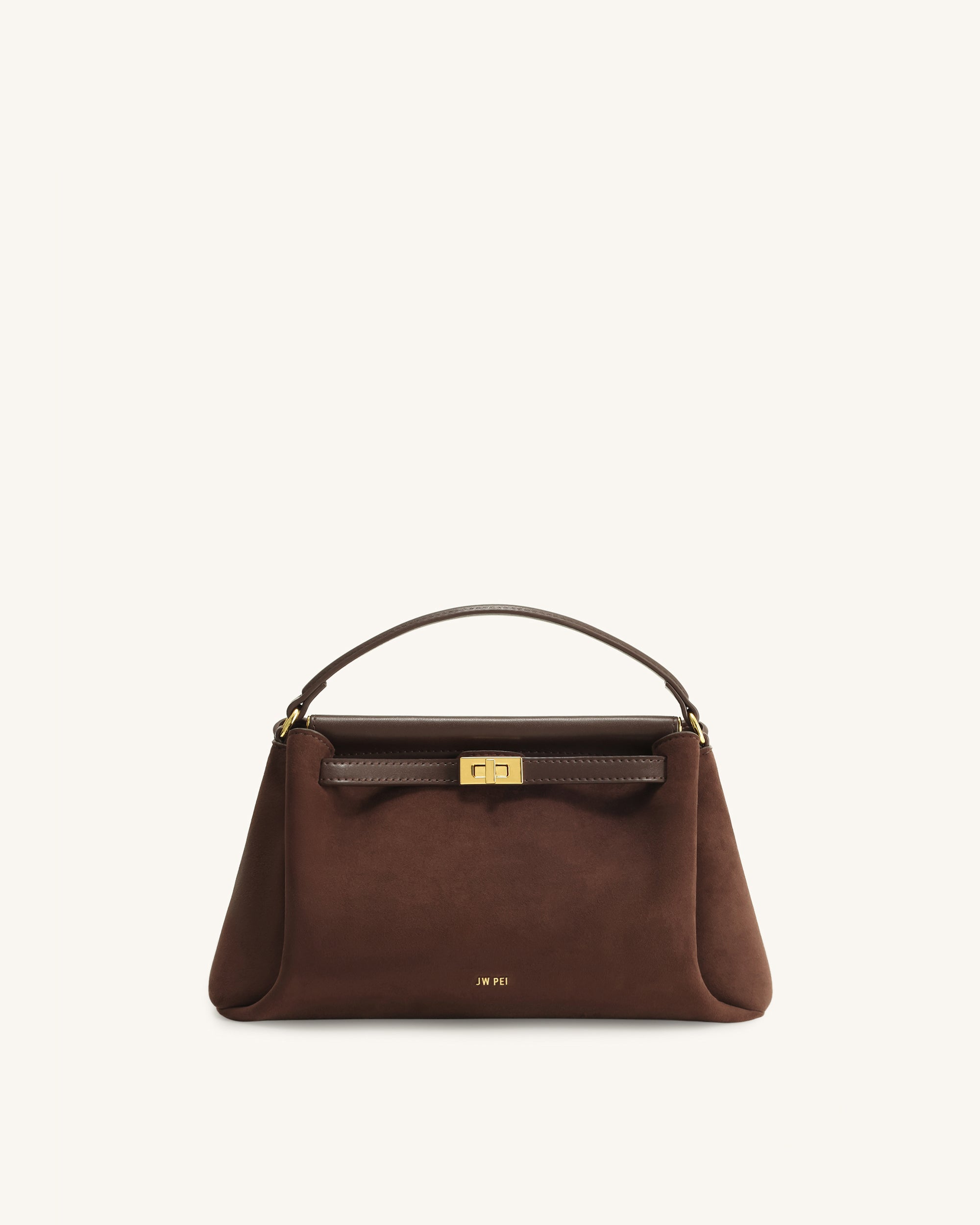 Carmen Faux Suede Top Handle Bag - Dark Brown