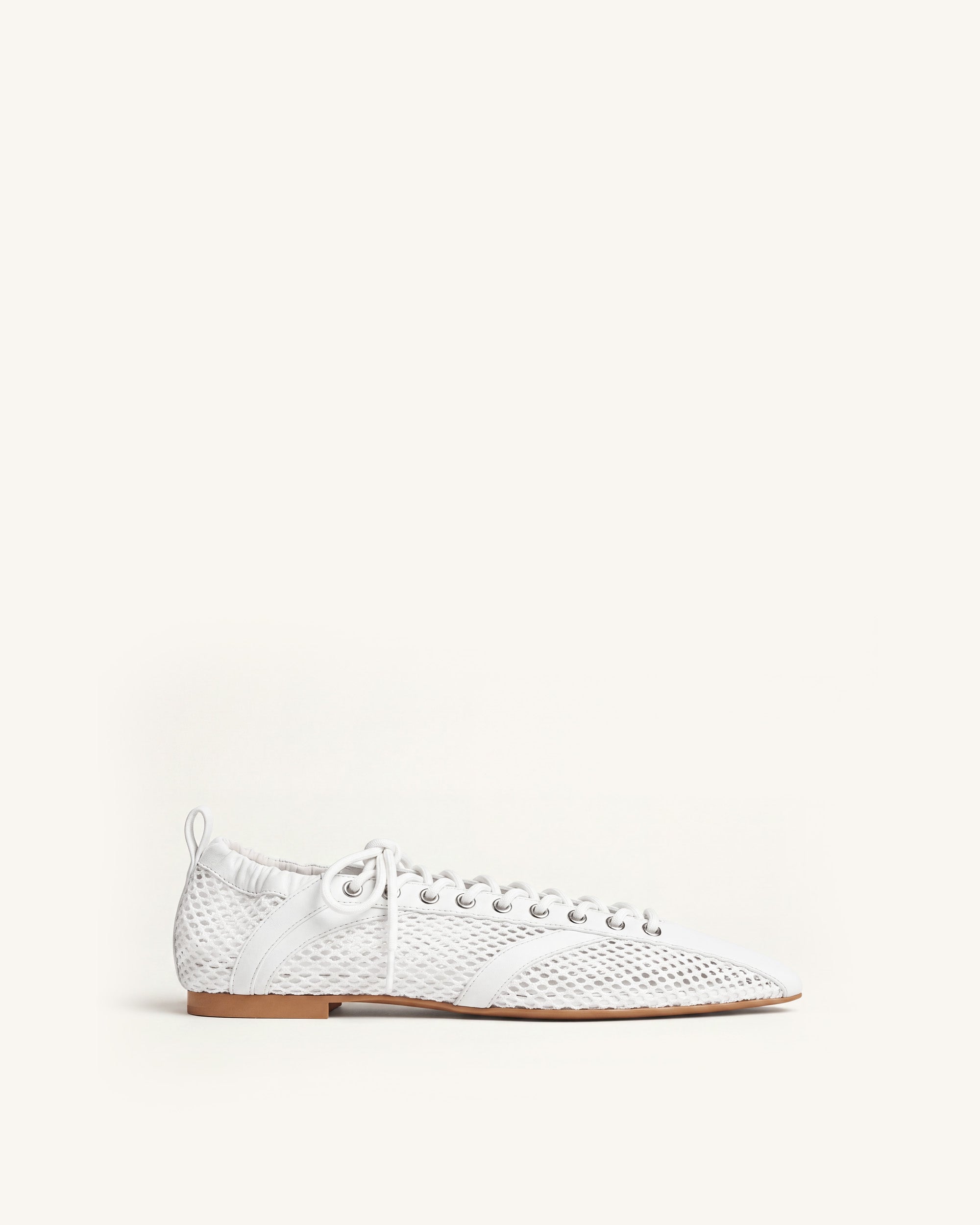 Ava Lace-Up Mesh Flats - Burgundy
