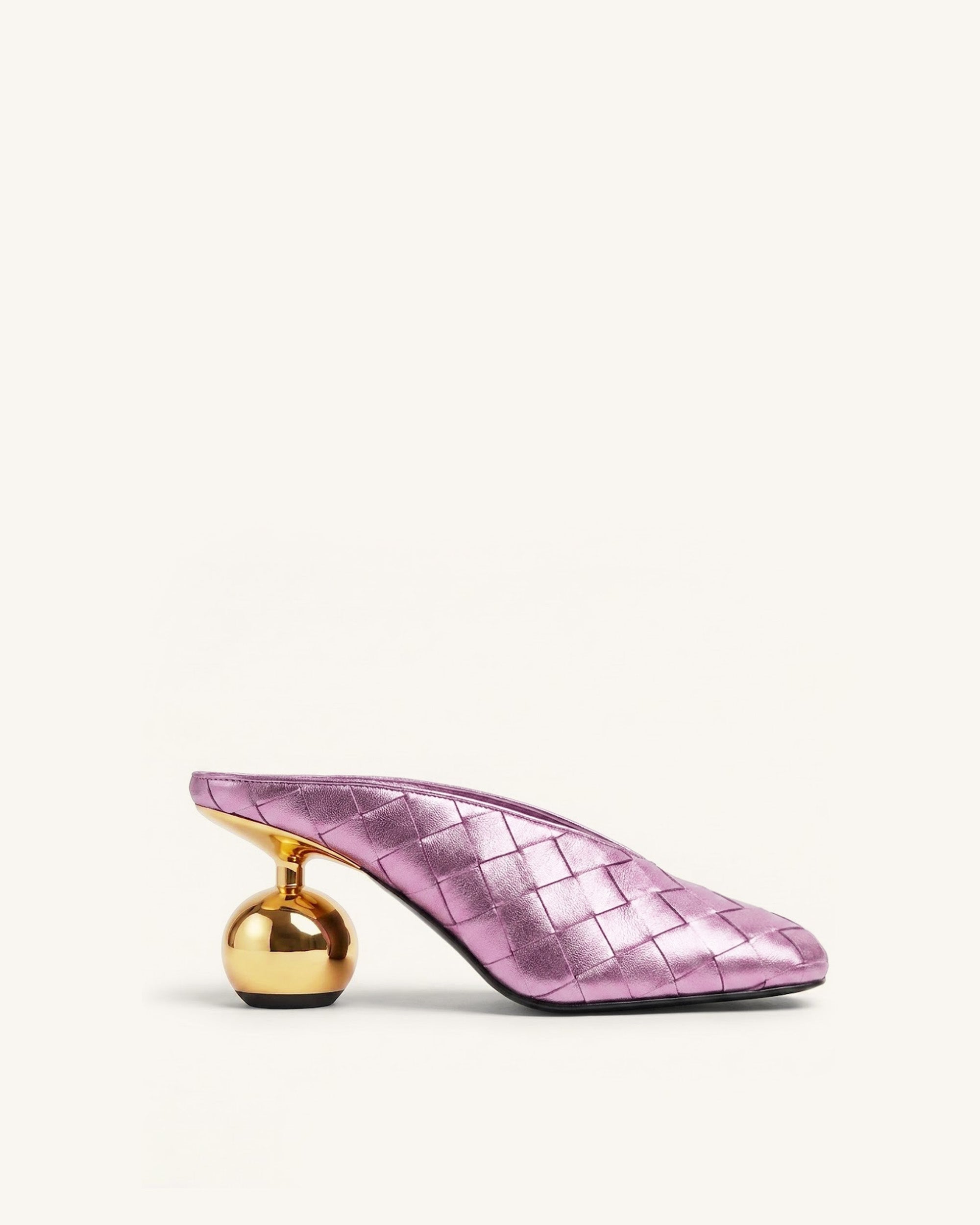 Ellie Woven Square-Toe Mule Heels - Purple