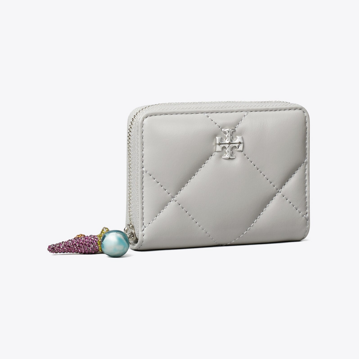 Small Kira Diamond Quilt Charm Zip-Around Wallet