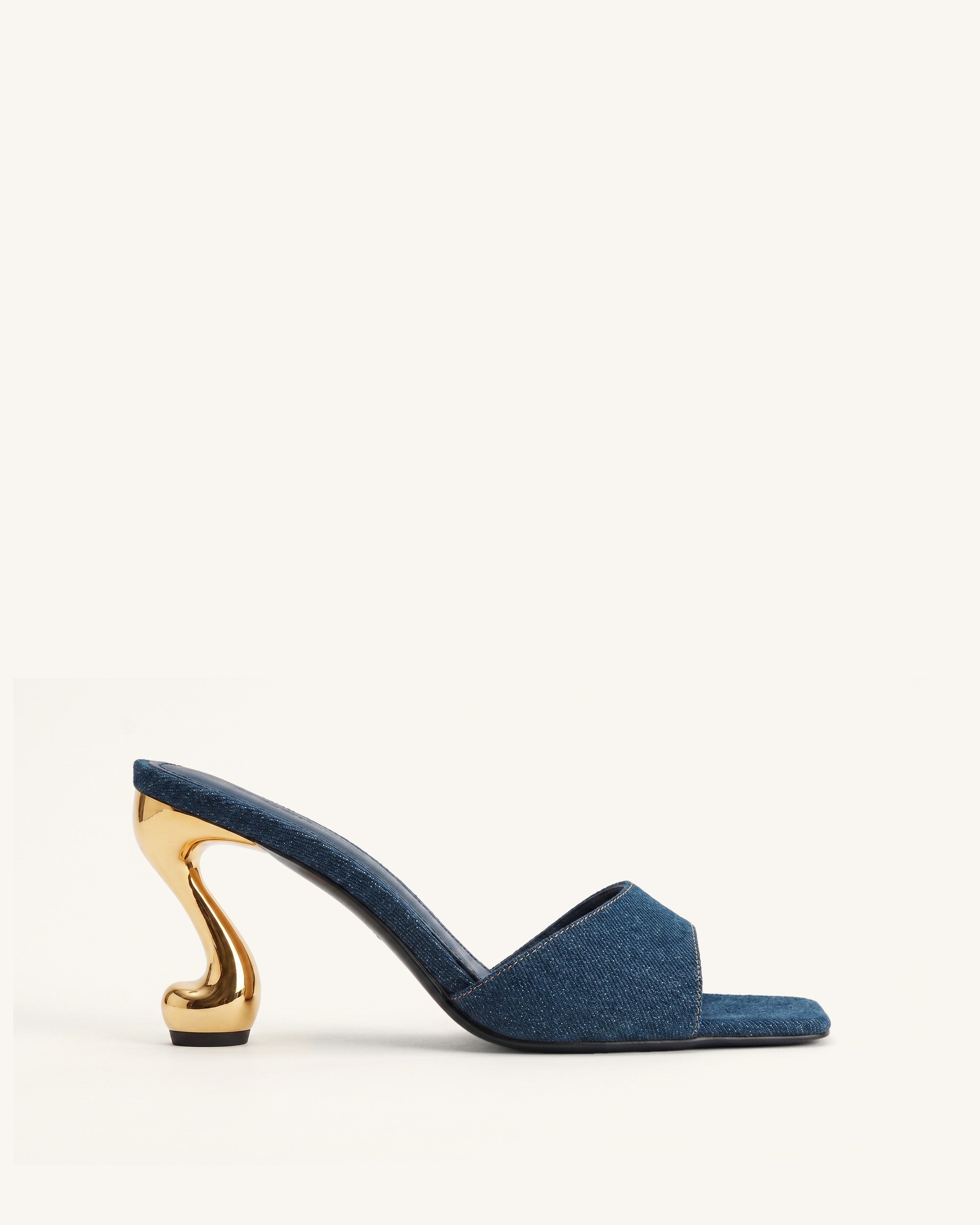 Hannah Denim Mule Heels - Denim Blue