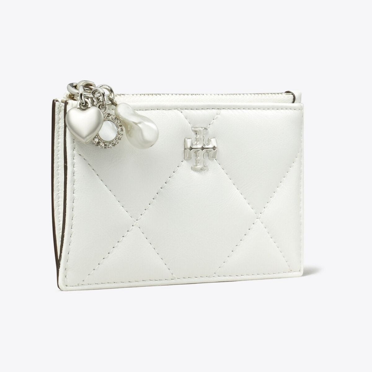 Kira Diamond Quilt Distressed Charm Zip Card Case