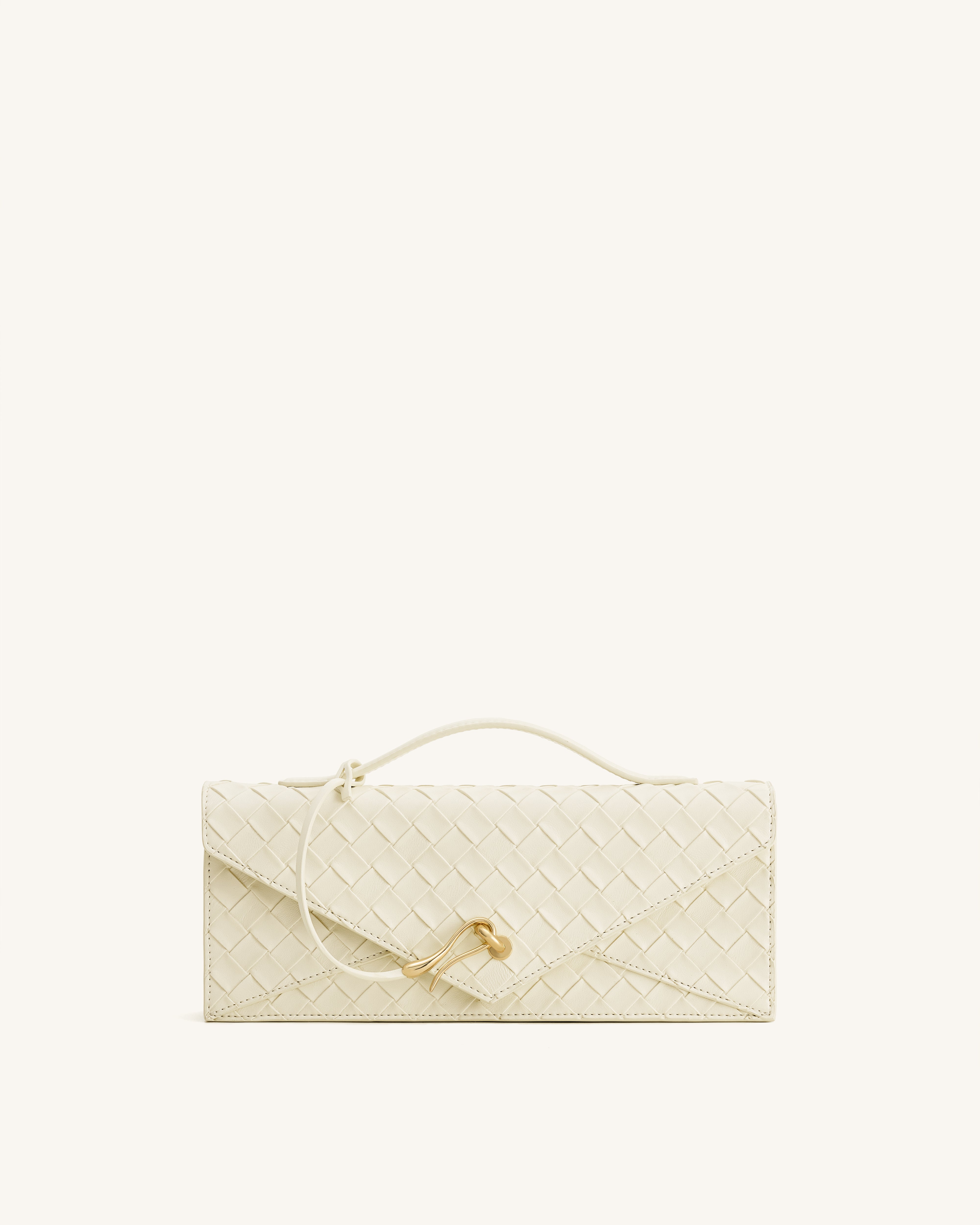 Celeste Woven Textured Envelope Top Handle Bag - Ivory