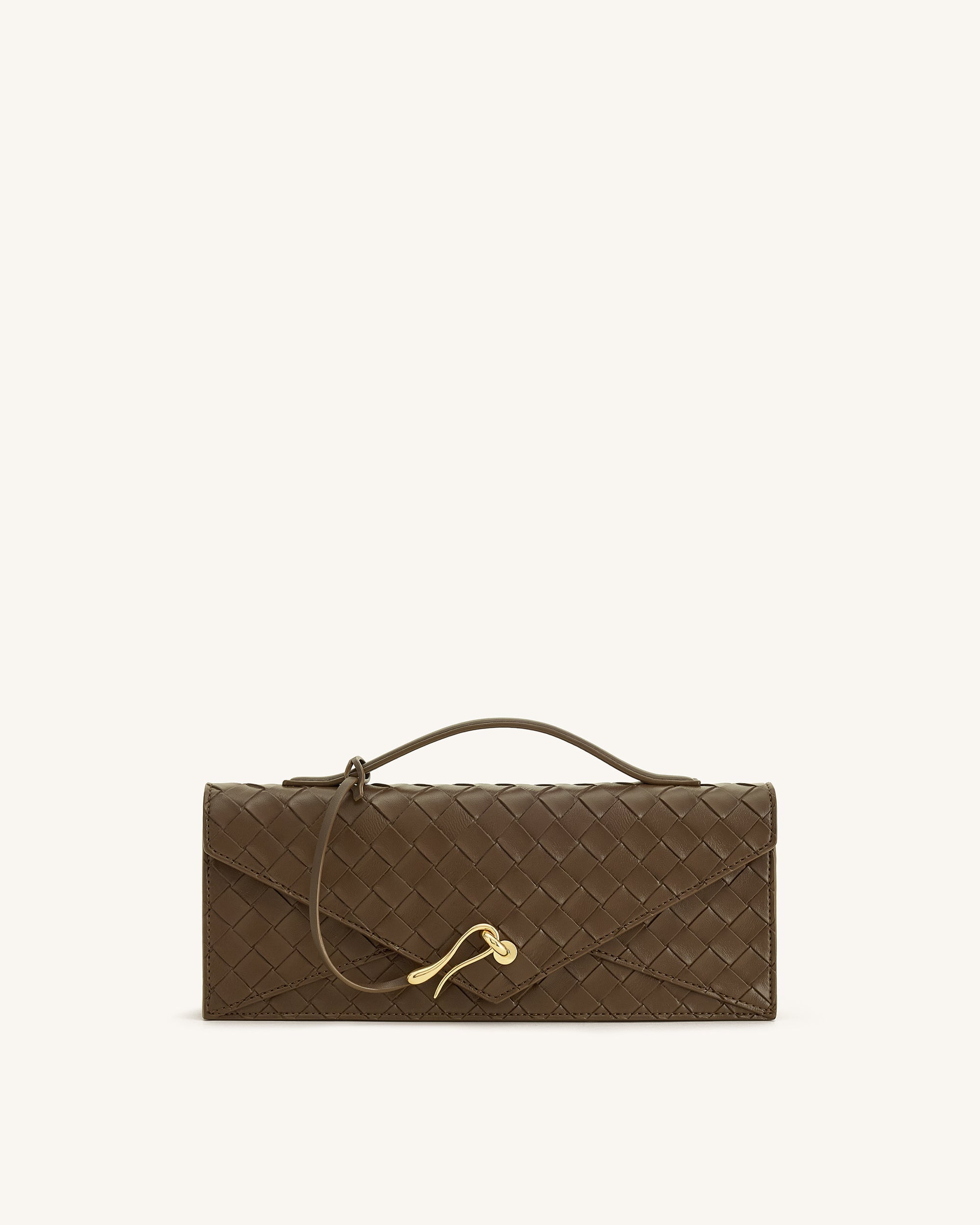 Celeste Woven Textured Envelope Top Handle Bag - Mocha Brown