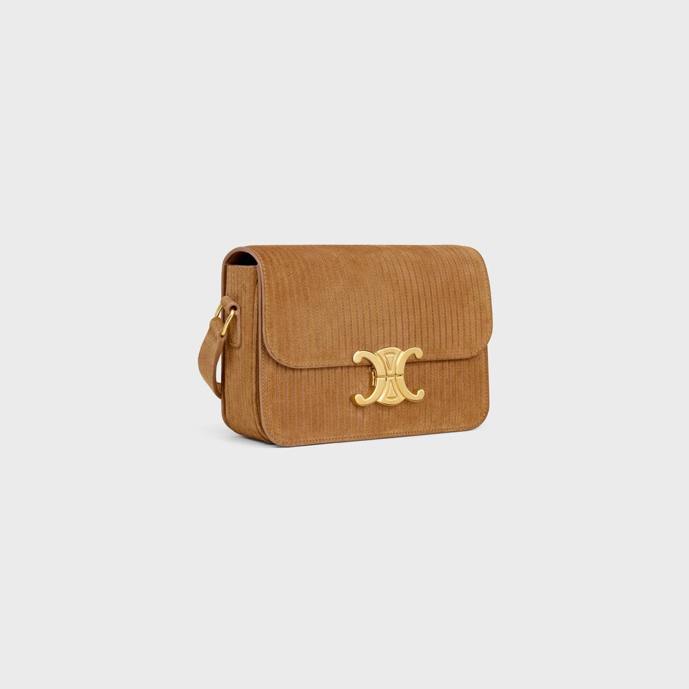 Celine Teen Triomphe Bag in Striped Suede Calfskin