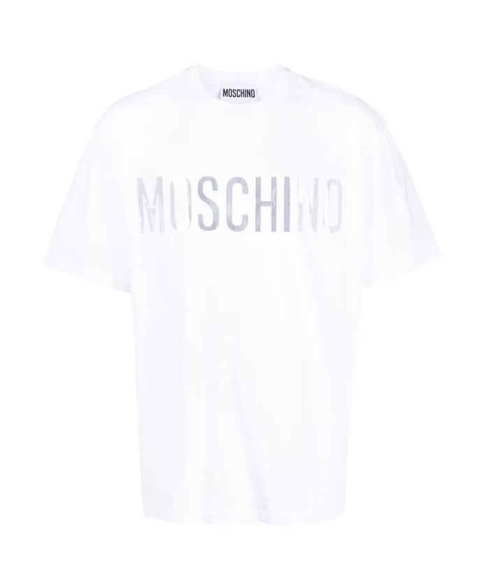 Moschino White Logo-Print Cotton T-Shirt