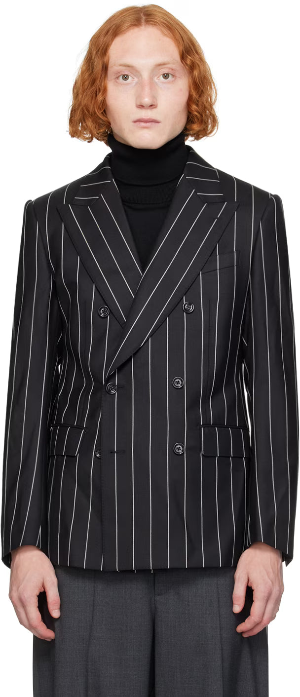 Dolce&Gabbana Black Pinstripe Double-Breasted Blazer