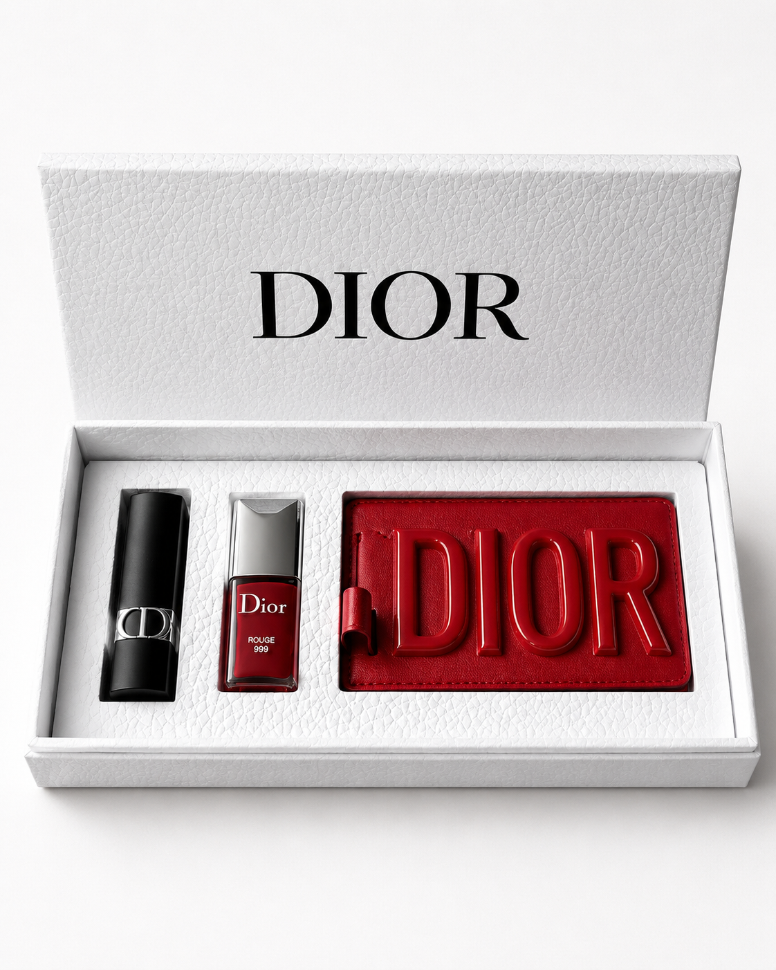 Christian Dior VIP Rouge 999 Travel Coffret Gift Set Mirror Tag Lipstick NIB