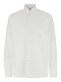 Fendi White Shirt with Classic Collar and Logo Embroidery on the Front in Cotton Man