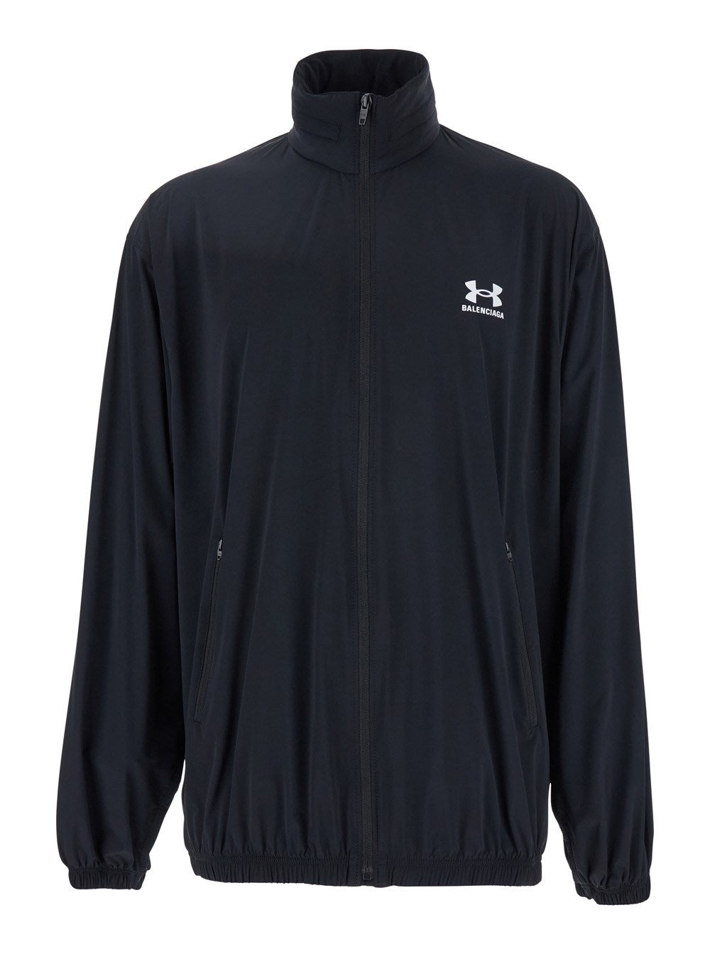 Balenciaga Black Jacket with Under Armour® Maxi Logo on the Back in Tech Fabric Man