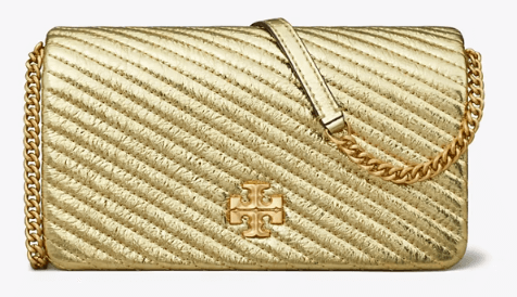 Tory Burch KIRA MOTO QUILT METALLIC CHAIN WALLET - Wallets | Shop From The Mirage