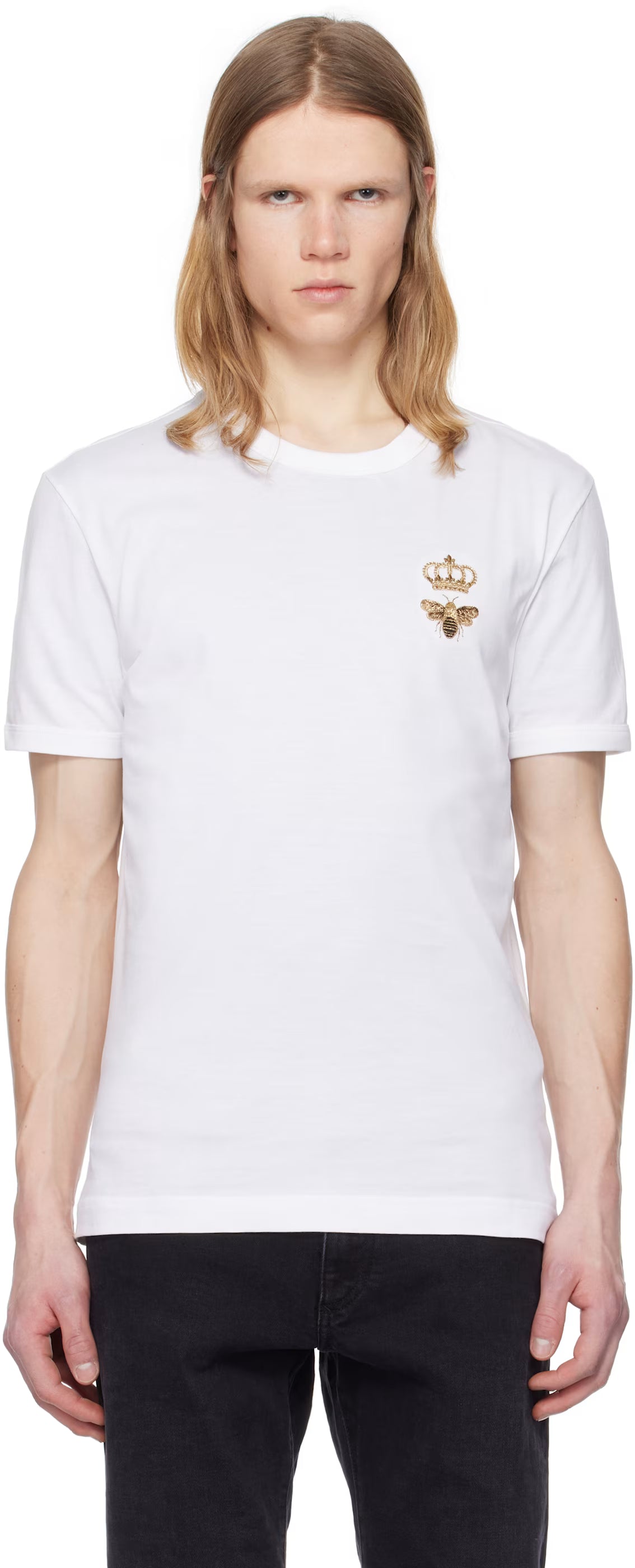 Dolce&Gabbana White Cotton Embroidery T-shirt