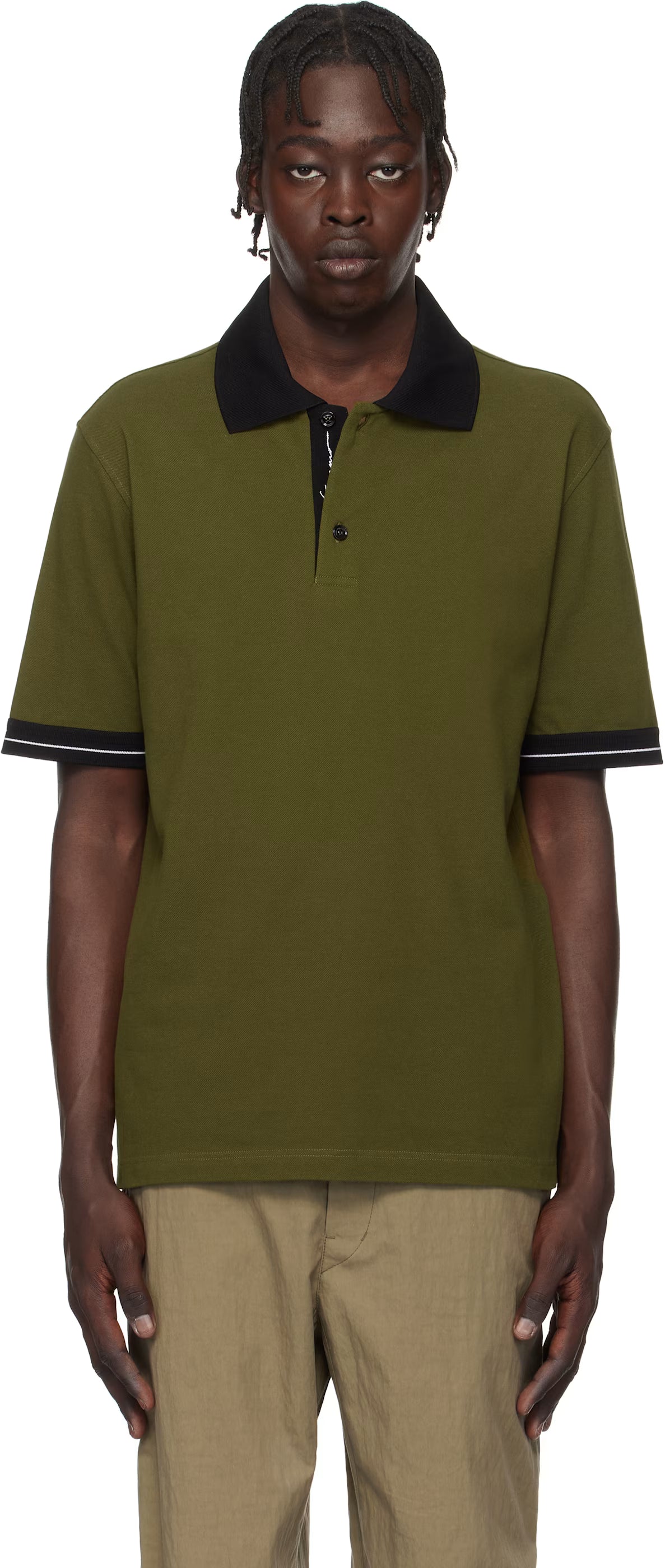 Ferragamo Khaki Color Block Polo