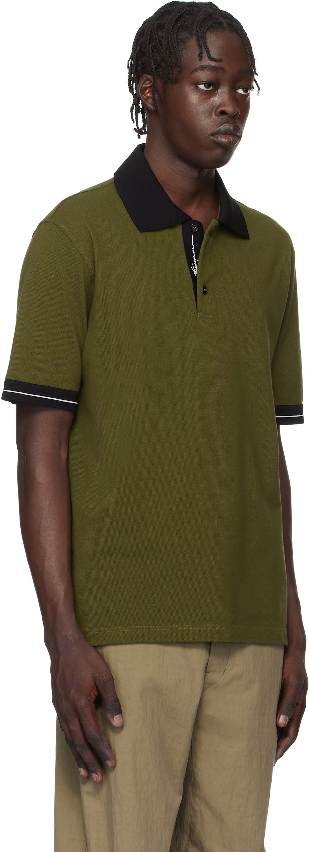 Ferragamo Khaki Color Block Polo