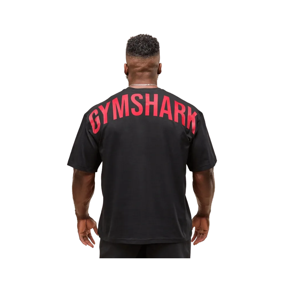 Gymshark Power T-Shirt Oversized Fit Black/Conditioning Red