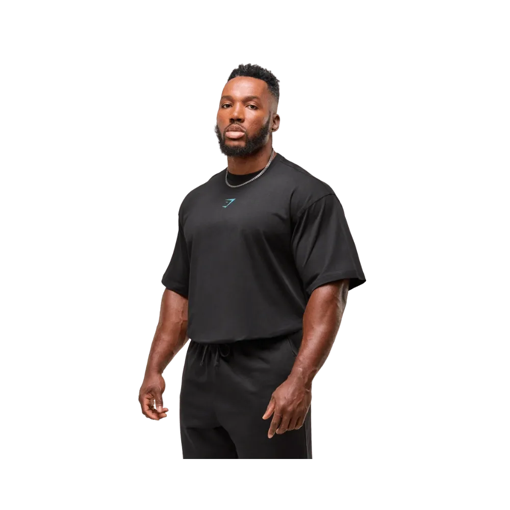Gymshark Power T-Shirt Oversized Fit Black/Brand Blue
