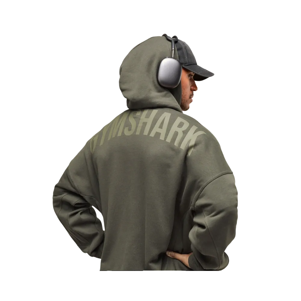Gymshark Power Zip Up Hoodie Oversized Fit Strength Green