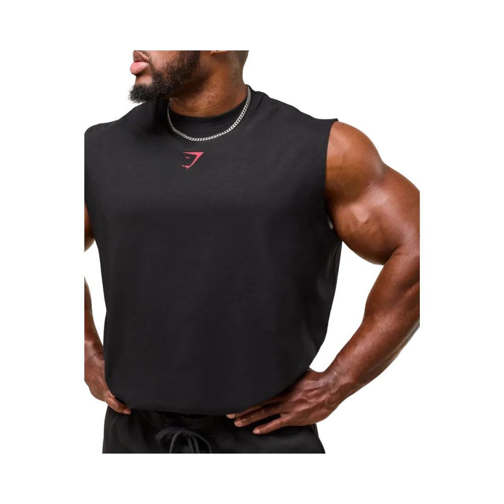 Gymshark Power Cut Off Tank Oversized Fit Black/Conditioning Red
