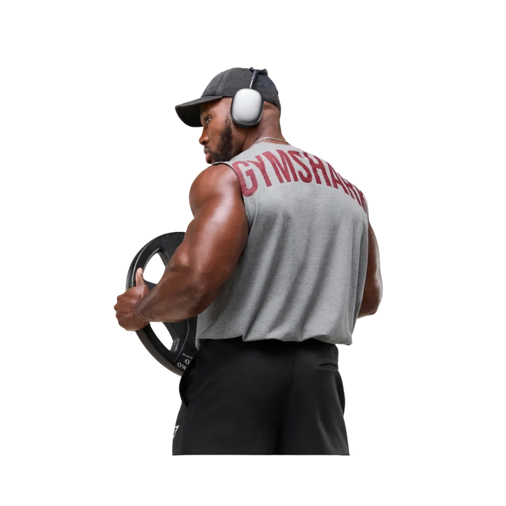 Gymshark Power Cut Off Tank Oversized Fit Charcoal Core Marl