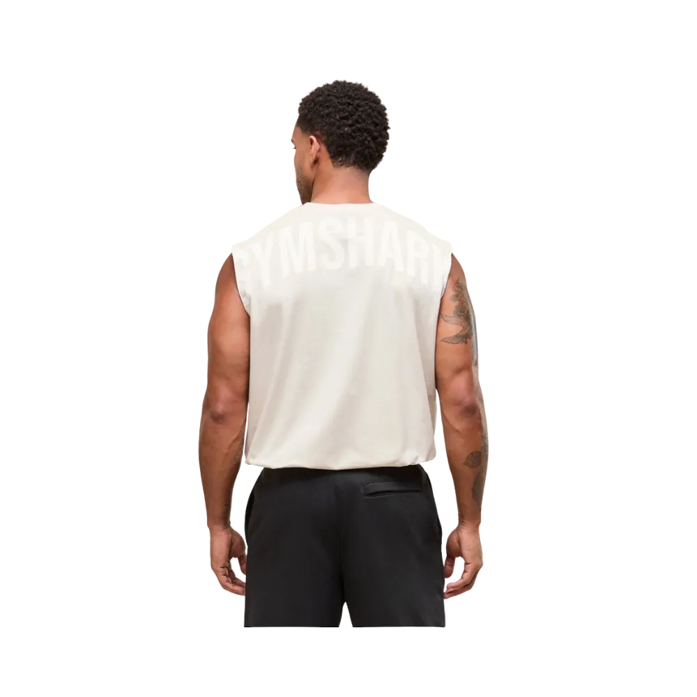 Gymshark Power Cut Off Tank Oversized Fit Oat White