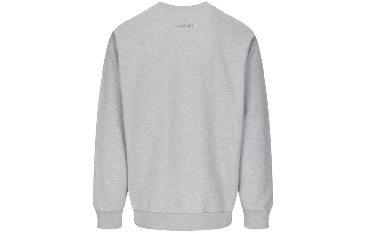 Gucci x Disney Crossover Donald Duck Cartoon Printing Round Neck Pullover Gray