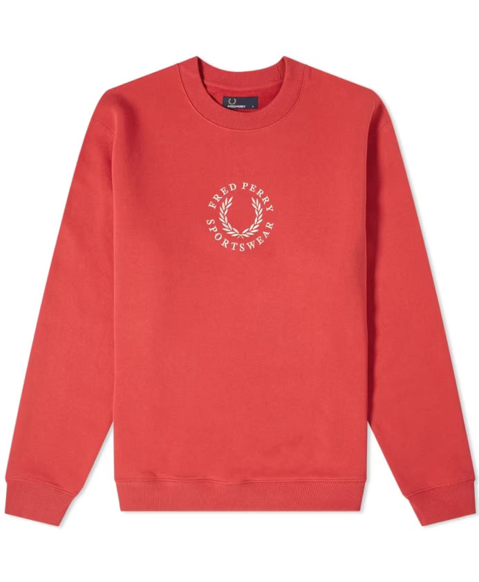 Fred Perry Red Embroidered Logo Sweatshirt Vintage Style