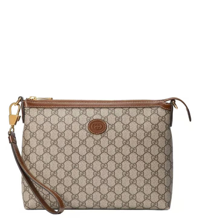 Gucci Beige Gg Canvas Wristlet